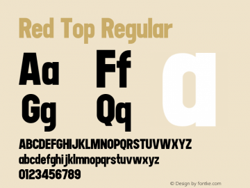 RedTop Version 1.00 December 15, 2012, initial release Font Sample