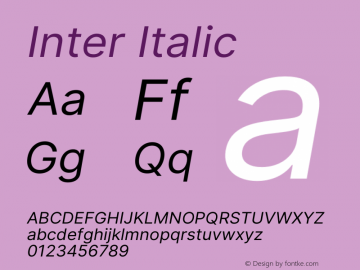 Inter Italic Version 3.006;git-3b82d3817 Font Sample
