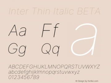 Inter Thin Italic BETA Version 3.006;git-3b82d3817图片样张