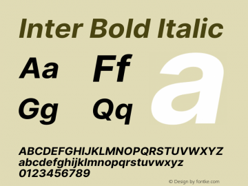 Inter Bold Italic Version 3.006;git-3b82d3817图片样张