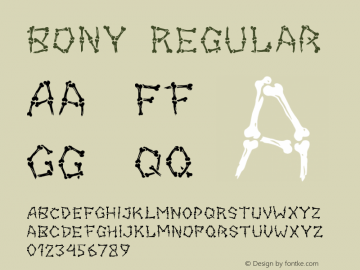 Bony Version 1.00 January 22, 2019, initial release Font Sample