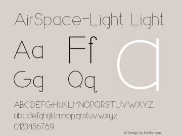 AirSpace-Light Light Version 1.003;Fontself Maker 3.1.1 Font Sample