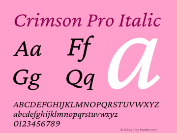 Crimson Pro Italic Version 1.002图片样张