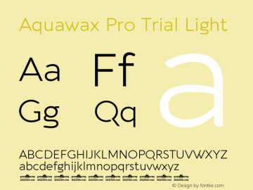 Aquawax Pro Trial Light Version 1.008 Font Sample