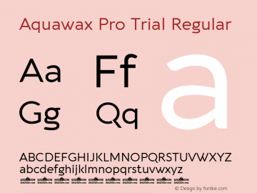 Aquawax Pro Trial Regular Version 1.008 Font Sample