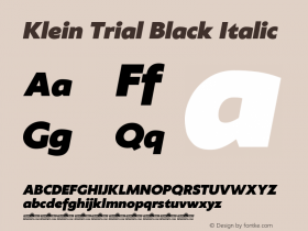 Klein Trial Black Italic Version 1.102 Font Sample