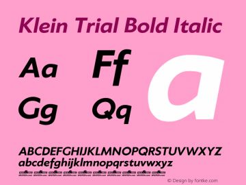 Klein Trial Bold Italic Version 1.102 Font Sample