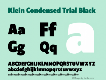 Klein Condensed Trial Black Version 1.102 Font Sample