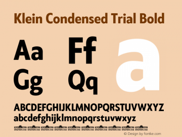 Klein Condensed Trial Bold Version 1.102 Font Sample