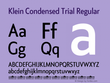 Klein Condensed Trial Regular Version 1.102 Font Sample