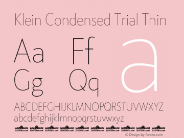 Klein Condensed Trial Thin Version 1.102 Font Sample