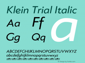 Klein Trial Italic Version 1.102 Font Sample