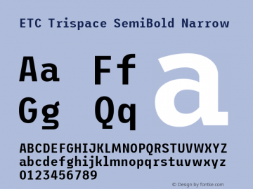 ETC Trispace SemiBold Narrow Version 1.400图片样张