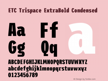 ETC Trispace ExtraBold Condensed Version 1.400;hotconv 1.0.109;makeotfexe 2.5.65596图片样张