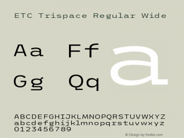 ETC Trispace Regular Wide Version 1.400;hotconv 1.0.109;makeotfexe 2.5.65596图片样张