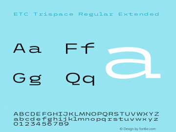 ETC Trispace Regular Extended Version 1.400;hotconv 1.0.109;makeotfexe 2.5.65596图片样张