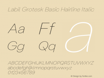 Labil Grotesk Basic Hairline Italic Version 1.300图片样张