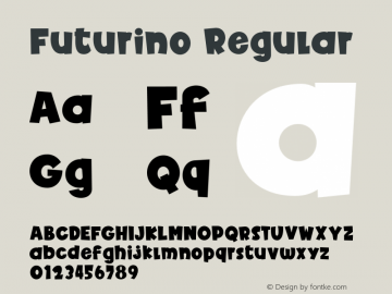 Futurino Regular Version 1.000;PS 001.000;hotconv 1.0.88;makeotf.lib2.5.64775 Font Sample