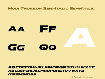 Modi Thorson Semi-Italic Version 1.2; 2019 Font Sample