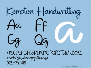 Kempton Handwritting Version 1.002;Fontself Maker 3.1.2 Font Sample