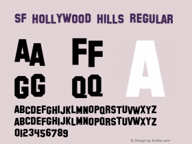 SF Hollywood Hills Regular ver 1.0; 1999. Freeware for non-commercial use.图片样张