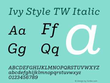 IvyStyleTW-Italic Version 1.001图片样张