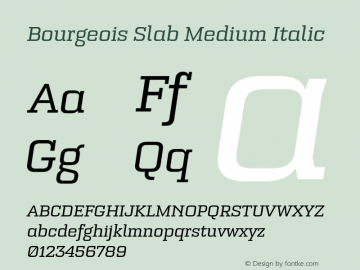 Bourgeois Slab Medium Italic Version 1.000;PS 001.000;hotconv 1.0.88;makeotf.lib2.5.64775 Font Sample