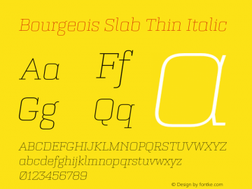 Bourgeois Slab Thin Italic Version 1.000;PS 001.000;hotconv 1.0.88;makeotf.lib2.5.64775 Font Sample