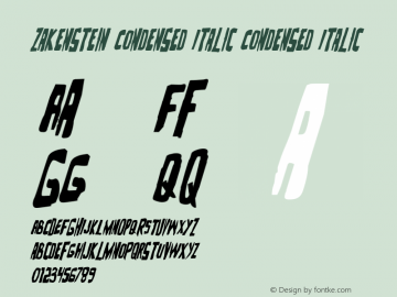 Zakenstein Condensed Italic 001.000 Font Sample