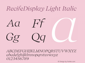 RecifeDisplay Light Italic Version 1.000图片样张