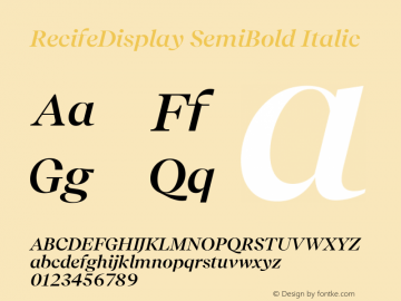RecifeDisplay SemiBold Italic Version 1.000图片样张