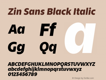 ZinSans-BlackItalic Version 1.000 | wf-rip DC20171105 Font Sample