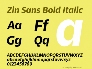 ZinSans-BoldItalic Version 1.000 | wf-rip DC20171105 Font Sample