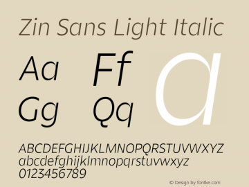 ZinSans-LightItalic Version 1.000 | wf-rip DC20171105 Font Sample