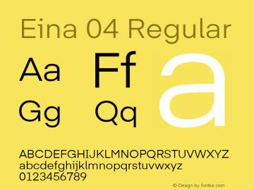 Eina 04 Version 1.00;June 4, 2019;FontCreator 11.0.0.2388 64-bit图片样张