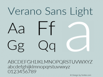 Verano Sans Light Version 3.001;June 3, 2019;FontCreator 11.5.0.2425 64-bit; ttfautohint (v1.8.3)图片样张