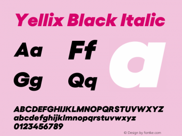 Yellix-BlackItalic Version 1.006 Font Sample