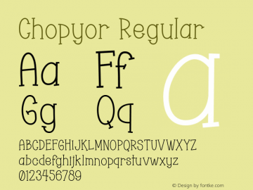 Chopyor Version 1.00; Sons Of Baidlowi Typefoundry图片样张