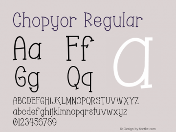 Chopyor Version 1.00; Sons Of Baidlowi Typefoundry图片样张