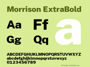 Morrison ExtraBold Version 0.03;June 6, 2019;FontCreator 11.5.0.2425 64-bit; ttfautohint (v1.8.3) Font Sample
