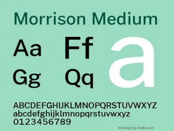 Morrison Medium Version 0.03;June 6, 2019;FontCreator 11.5.0.2425 64-bit; ttfautohint (v1.8.3)图片样张