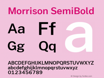Morrison SemiBold Version 0.03;June 6, 2019;FontCreator 11.5.0.2425 64-bit; ttfautohint (v1.8.3) Font Sample
