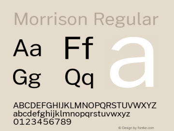 Morrison Version 0.03;June 6, 2019;FontCreator 11.5.0.2425 64-bit; ttfautohint (v1.8.3) Font Sample