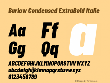 Barlow Condensed ExtraBold Italic Version 1.408 Font Sample