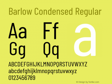 Barlow Condensed Regular Version 1.408 Font Sample