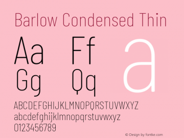 Barlow Condensed Thin Version 1.408 Font Sample