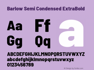 Barlow Semi Condensed ExtraBold Version 1.408 Font Sample