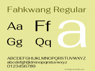 Fahkwang Regular Version 1.000; ttfautohint (v1.6) Font Sample