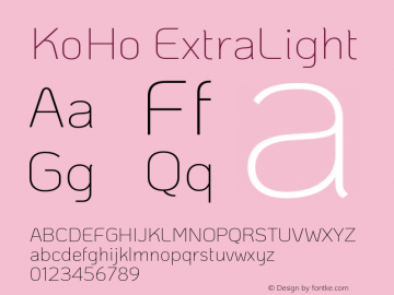 KoHo ExtraLight Version 1.000; ttfautohint (v1.6) Font Sample
