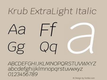 Krub ExtraLight Italic Version 1.000; ttfautohint (v1.6) Font Sample